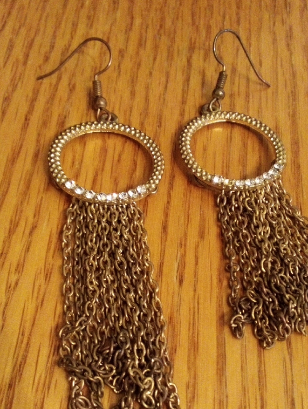 Gold-Tone Crystal Circle Fringe Drop Earrings - Women Jewelry